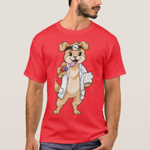 Dog as doctor with pills and notepad T-Shirt