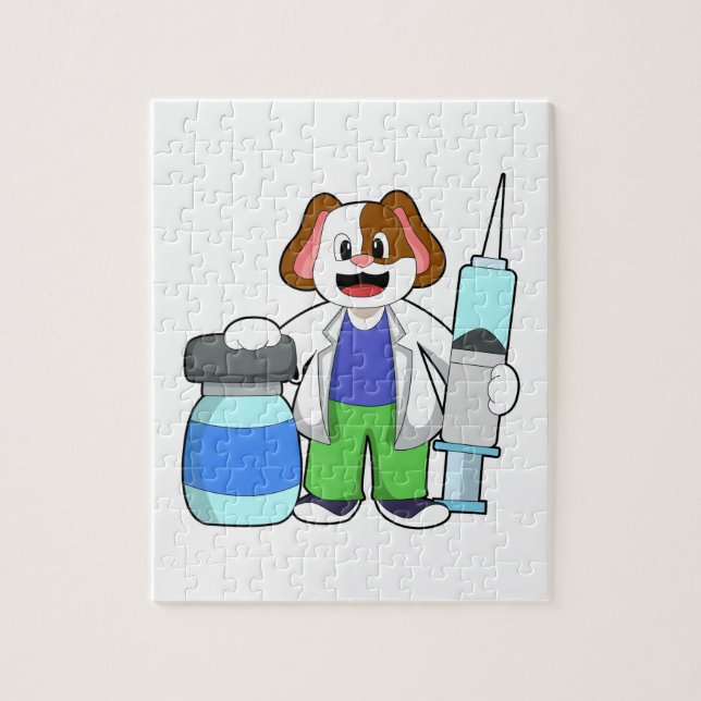 Dog as Doctor with Syringe Jigsaw Puzzle (Vertical)