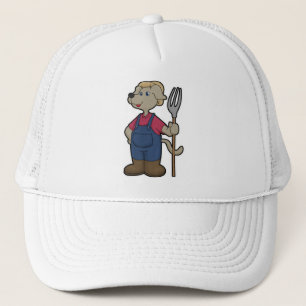 Dog as Farmer with Rake & Hat