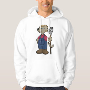 Dog as Farmer with Rake & Hat Hoodie