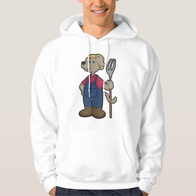 Dog as Farmer with Rake & Hat Hoodie (Front)
