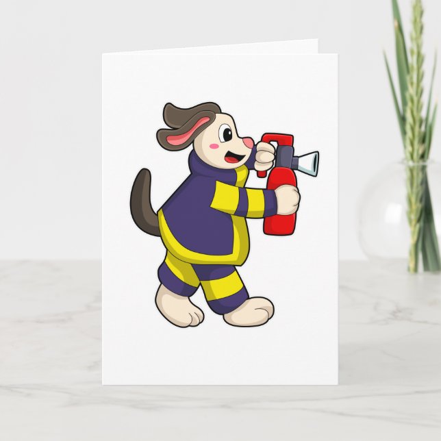 Dog as Firefighter with Fire extinguisher Card (Front)