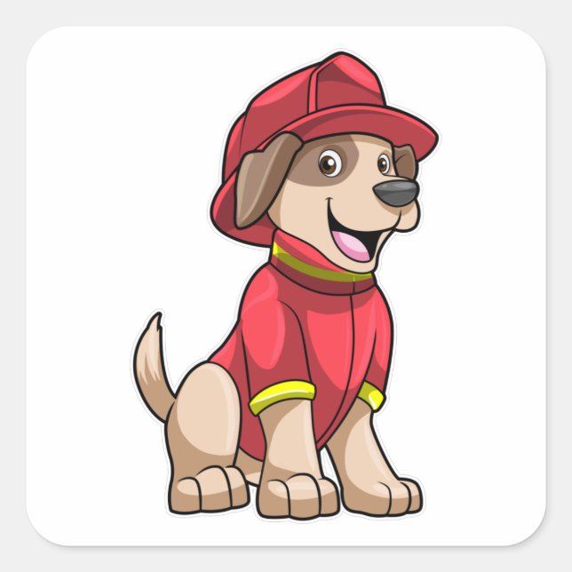 Dog as Firefighter with Fire helmet Square Sticker (Front)