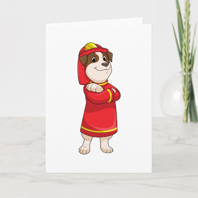 Dog as Firefighter with Helmet Card (Front)