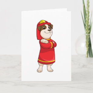 Dog as Firefighter with Helmet Card