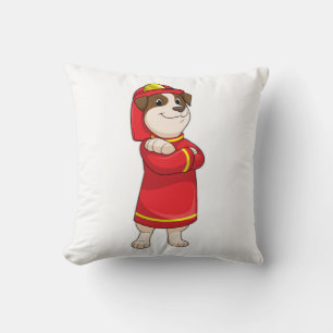 Dog as Firefighter with Helmet Cushion