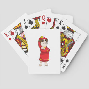 Dog as Firefighter with Helmet Playing Cards