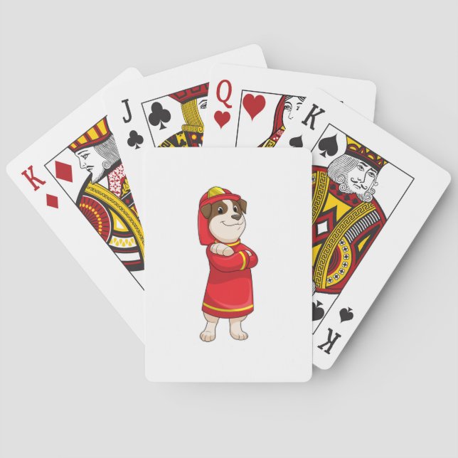 Dog as Firefighter with Helmet Playing Cards (Back)