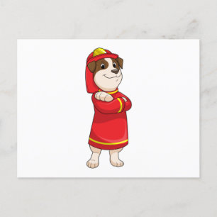 Dog as Firefighter with Helmet Postcard