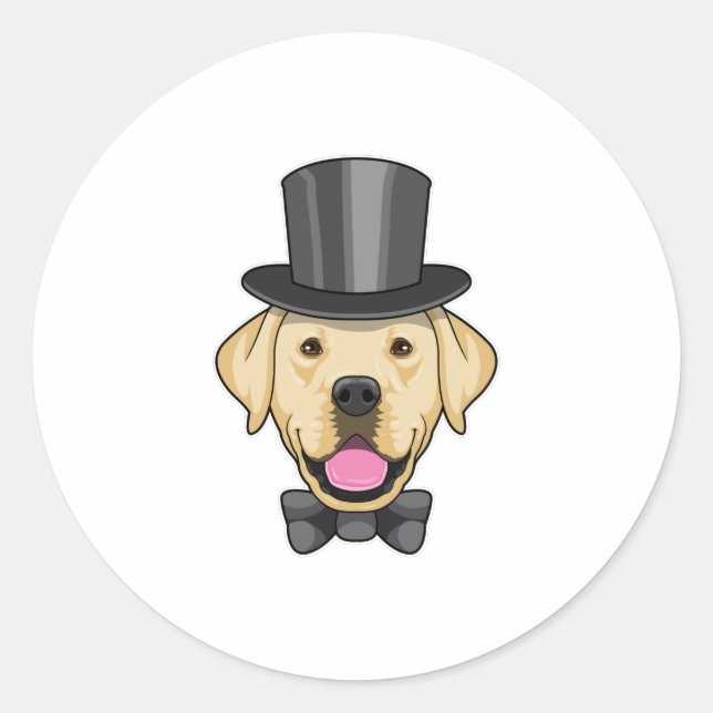 Dog as Groom with Bow Classic Round Sticker (Front)