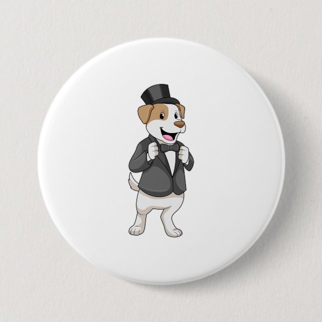Dog as Groom with Ribbon 7.5 Cm Round Badge (Front)