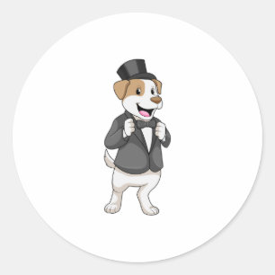 Dog as Groom with Ribbon Classic Round Sticker