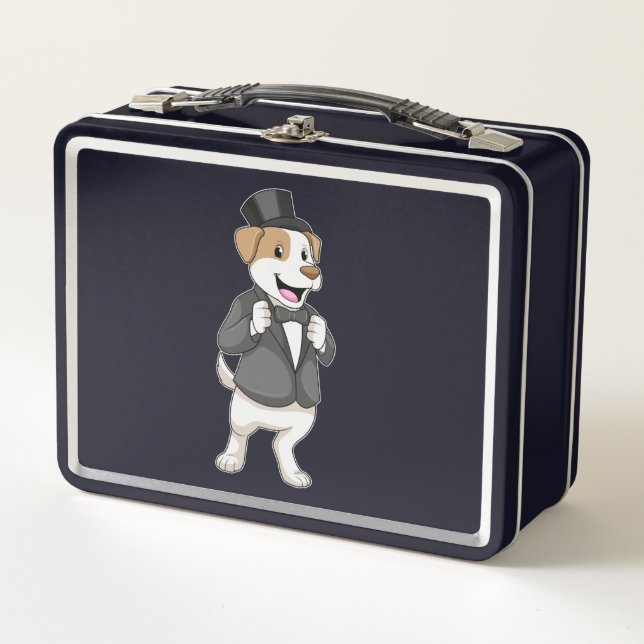 Dog as Groom with Ribbon Metal Lunch Box (Front)
