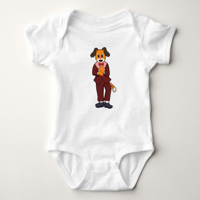 Dog as Groom with Suit Baby Bodysuit (Front)