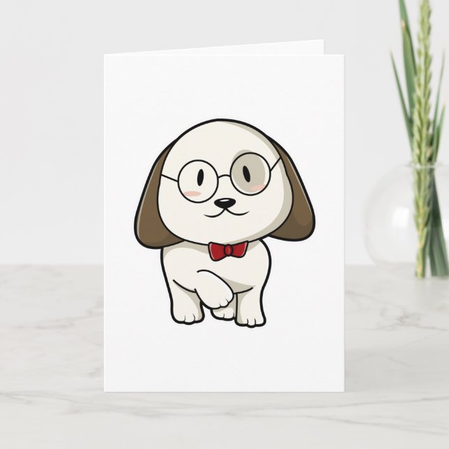 Dog as Groom with Tie & Glasses Card (Front)