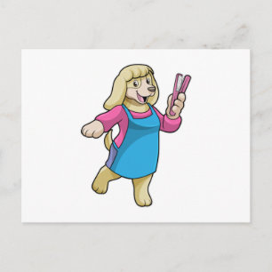 Dog as Hairdresser with Comb Postcard