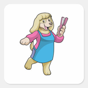 Dog as Hairdresser with Comb Square Sticker