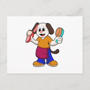 Dog as Hairdresser with Razor Postcard