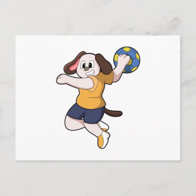 Dog as Handball player with Handball Postcard (Front)