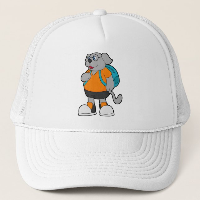 Dog as Hiker with Backpack Trucker Hat (Front)