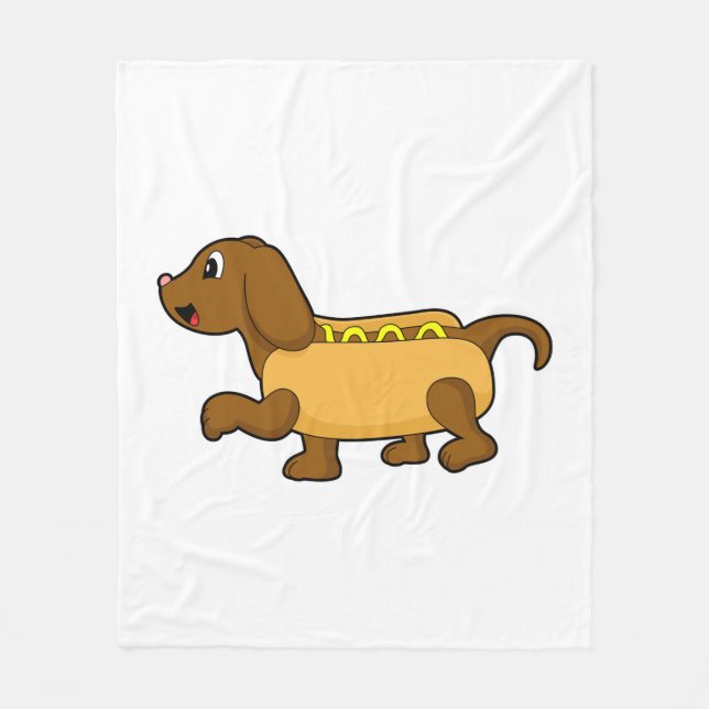 Dog as Hotdog Fleece Blanket (Front)