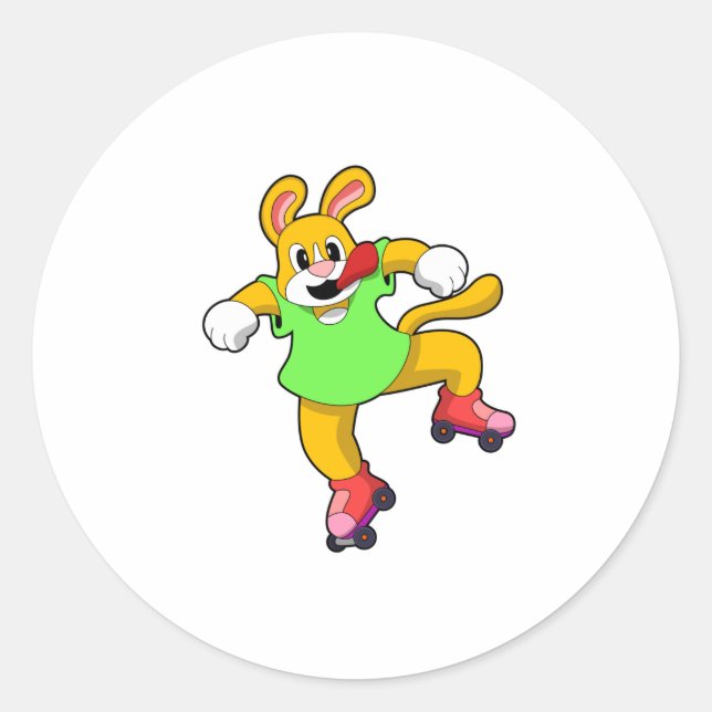 Dog as Inline Skater with Inline Skates Classic Round Sticker (Front)