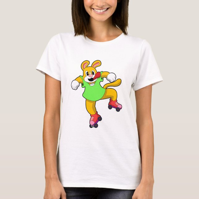 Dog as Inline Skater with Inline Skates T-Shirt (Front)