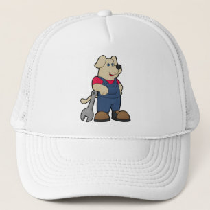 Dog as Mechanic with Wrench Trucker Hat