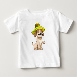 Dog as Mexican with Straw hat Baby T-Shirt