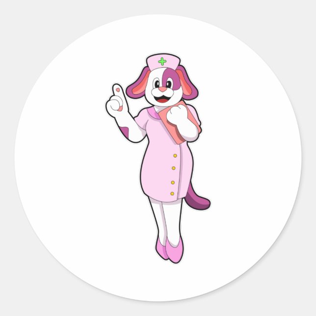 Dog as Nurse Classic Round Sticker (Front)