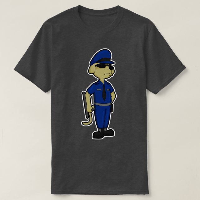Dog as Police officer with Baton Sunglasses 1 T-Shirt (Design Front)