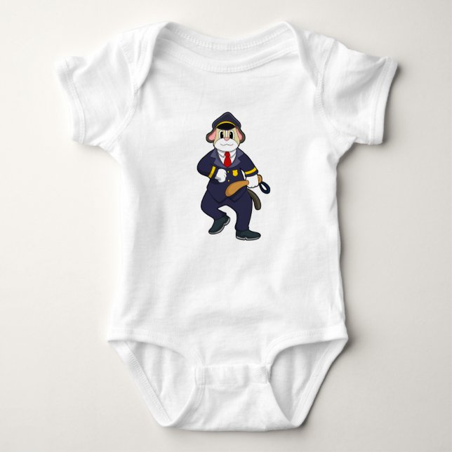 Dog as Police officer with Police uniform Baby Bodysuit (Front)