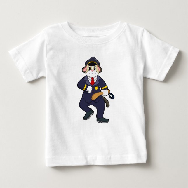 Dog as Police officer with Police uniform Baby T-Shirt (Front)