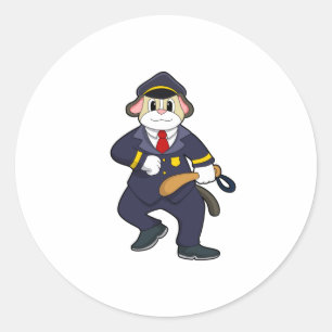 Dog as Police officer with Police uniform Classic Round Sticker