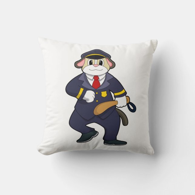 Dog as Police officer with Police uniform Cushion (Front)