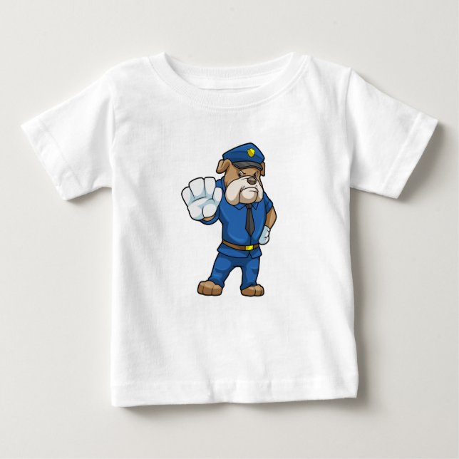 Dog as Police officer with Uniform Baby T-Shirt (Front)
