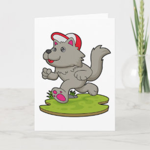 Dog as Runner with Cap Card