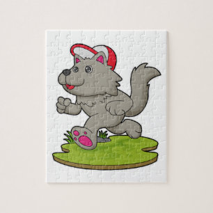 Dog as Runner with Cap Jigsaw Puzzle