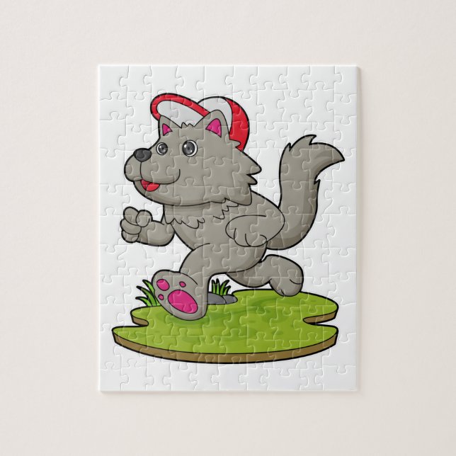 Dog as Runner with Cap Jigsaw Puzzle (Vertical)
