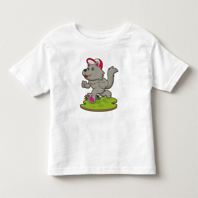 Dog as Runner with Cap Toddler T-Shirt (Front)