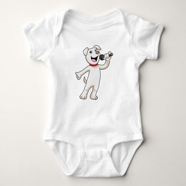 Dog as Singer with Microphone Baby Bodysuit (Front)