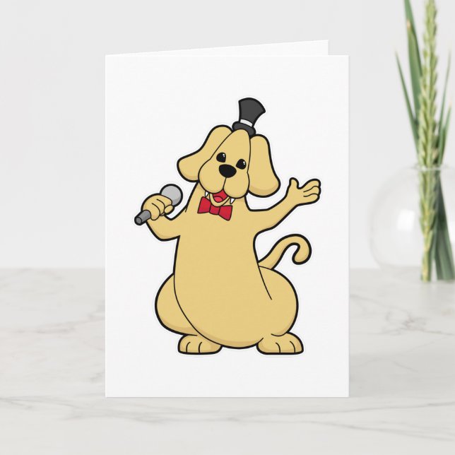 Dog as Singer with Microphone Card (Front)