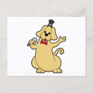 Dog as Singer with Microphone Postcard