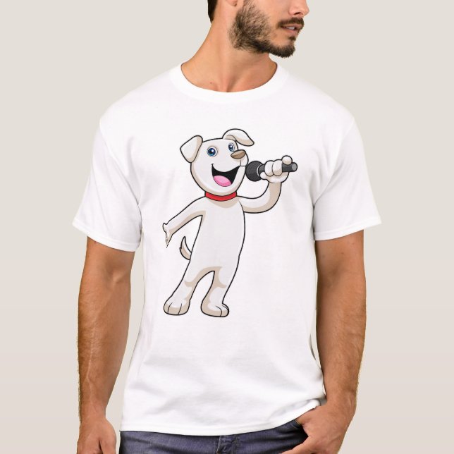 Dog as Singer with Microphone T-Shirt (Front)