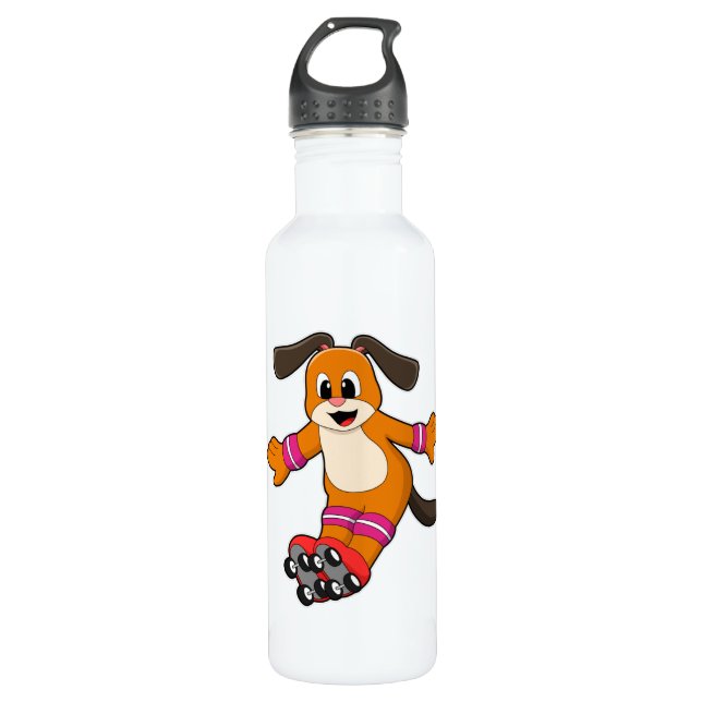 Dog as Skater with Inline skates 710 Ml Water Bottle (Front)