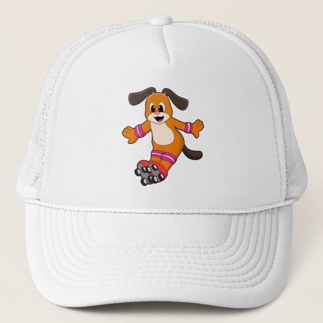 Dog as Skater with Inline skates Trucker Hat (Front)
