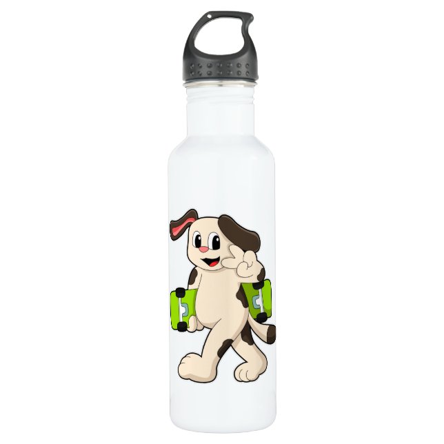 Dog as Skater with Skateboard 710 Ml Water Bottle (Front)