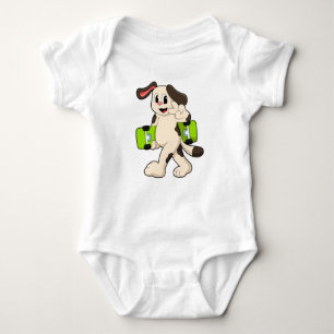 Dog as Skater with Skateboard Baby Bodysuit