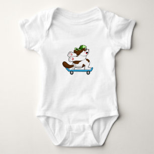 Dog as Skater with Skateboard Baby Bodysuit
