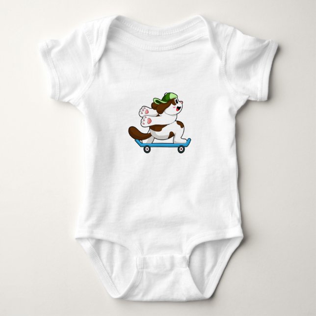 Dog as Skater with Skateboard Baby Bodysuit (Front)